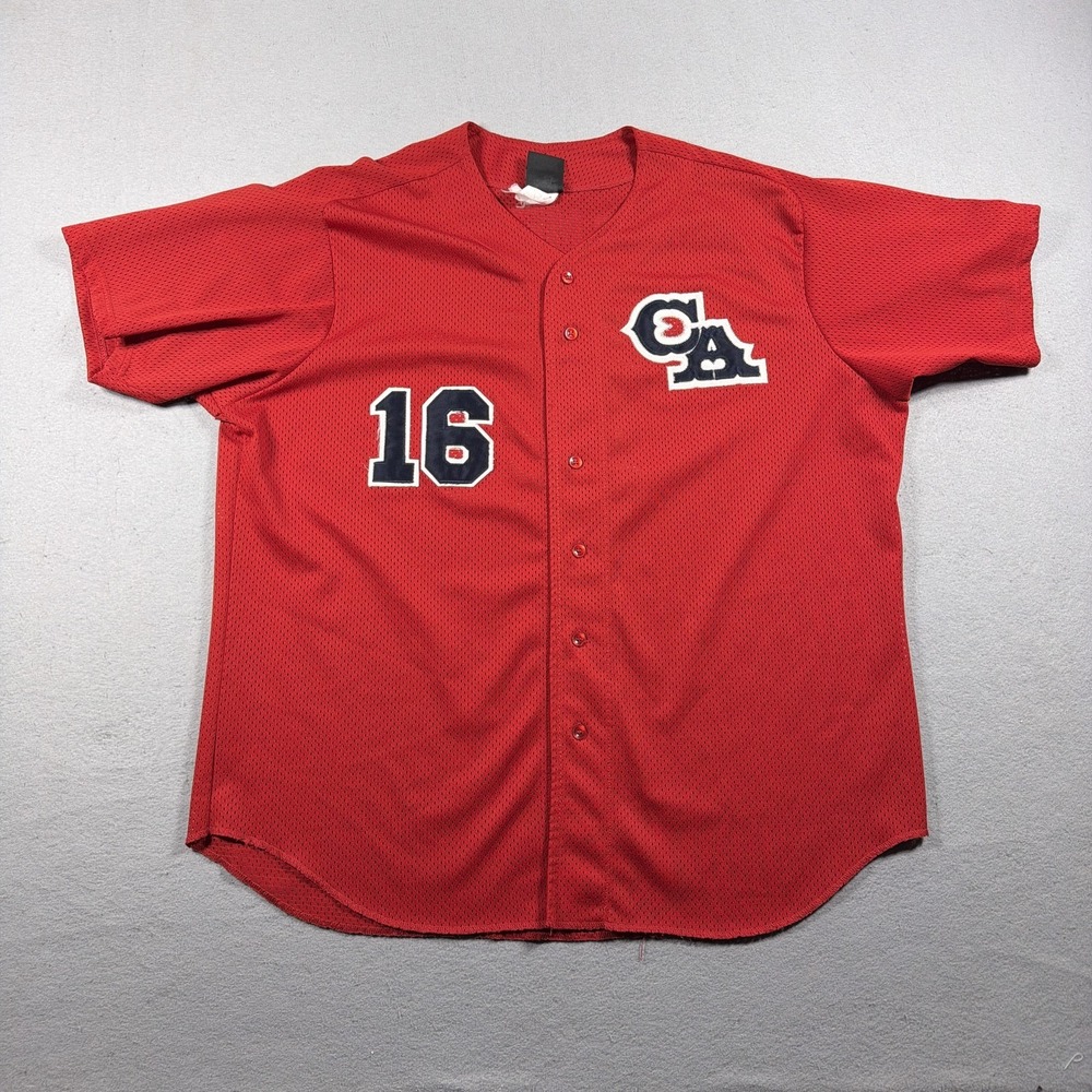 VTG Wilson Jersey Mens 2XL Red Button Front Mesh Baseball Team Champions 16 CA